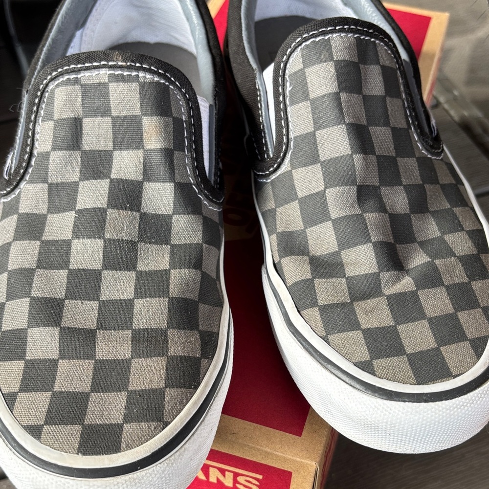 Vans Gray and Black Checkered Slip-Ons - Picture 6 of 7